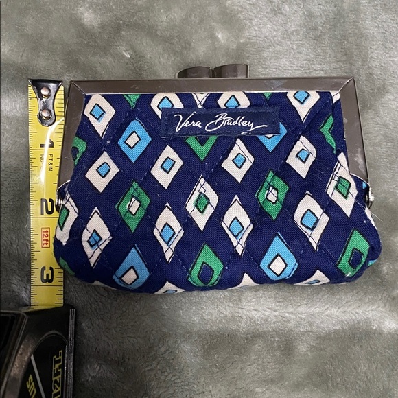 Vera Bradley Navy and Green Diamond Coin Purse - Picture 6 of 6